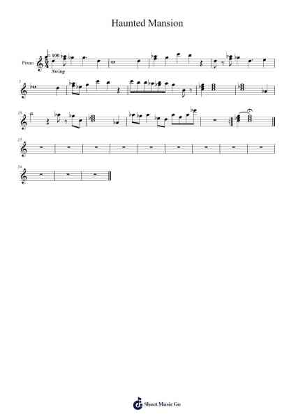 Haunted Mansion Sheet Music by Nathaniel Jobe-Arr.Suwright Wardgiles