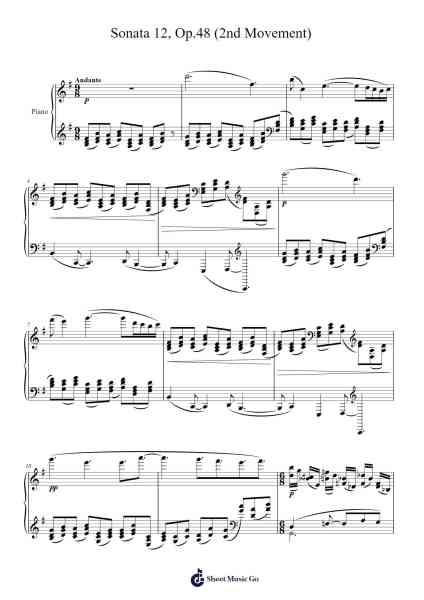 Sonata 12, Op.48 (2nd Movement) Sheet Music by Samuil Feinberg-Arr.Poundpe