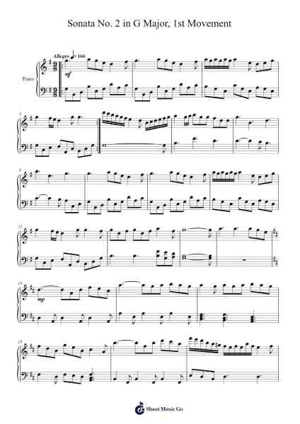 Sonata No. 2 in G Major, 1st Movement Sheet Music by Cassaries Johnson-Arr.Shirnett