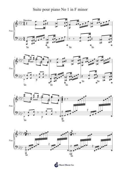 Suite pour piano No. 1 in F Minor Sheet Music by Polamb-Arr.Egger Daveky