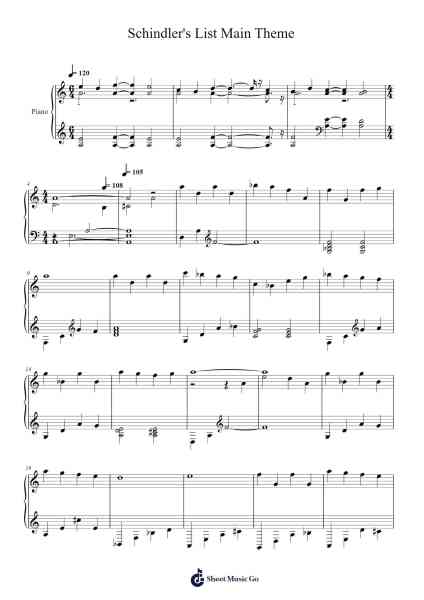 Schindler's List Main Theme Sheet Music by -Arr.Moisham Whcky