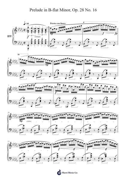 Prelude in B-flat Minor, Op. 28 No. 16 Sheet Music by Frédéric Chopin-Arr.Dannah Motfitch