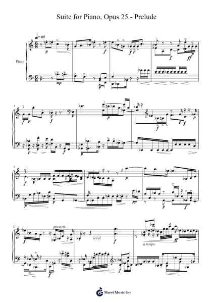 Schoenberg Opus 25 Suite for Piano - Prelude Sheet Music by -Arr.Lornas Buckdick