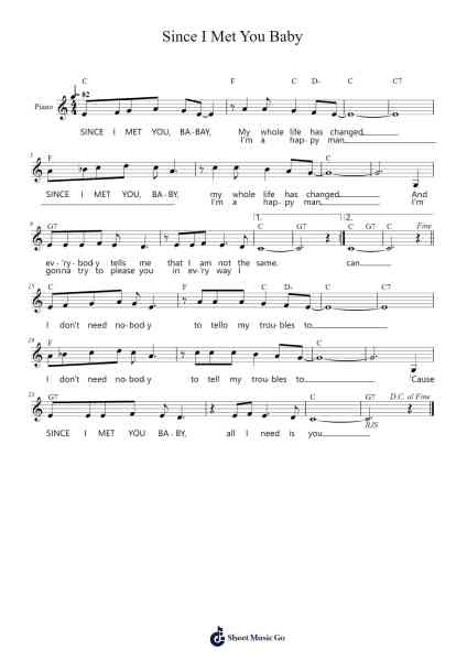 Since I Met You Baby Sheet Music by Ivory Joe Hunter-Arr.Elboyce