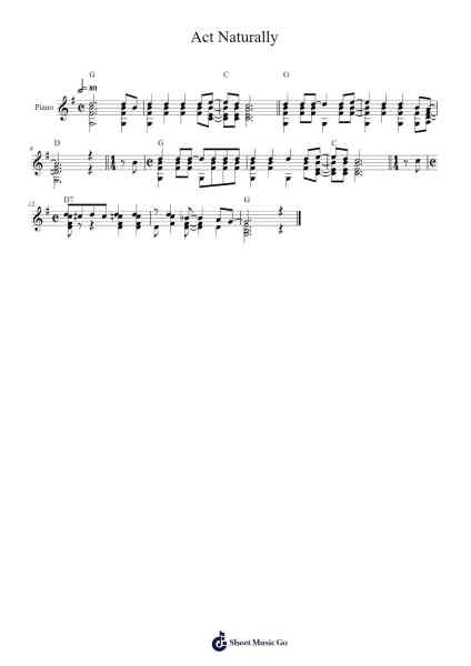 Act Naturally Sheet Music by -Arr.Priestwylde Backcah