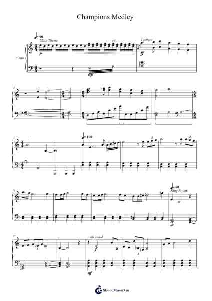 Champions Medley Sheet Music by Dude Guy-Arr.Pegholmes Anlett