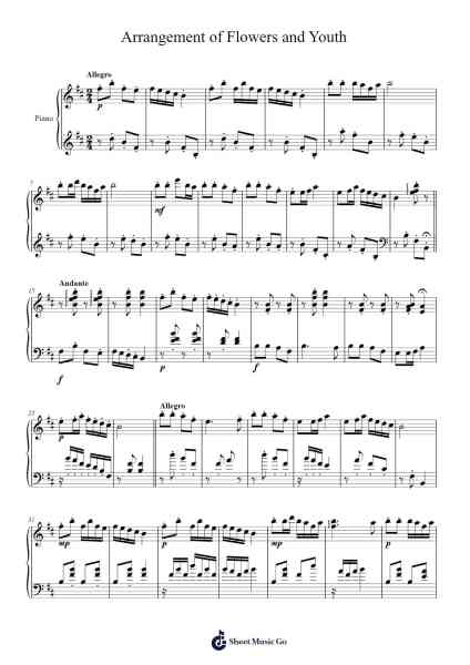 Arrangement of Flowers and Youth Sheet Music by Vivian Zhang-Arr.Galepiers Vasa