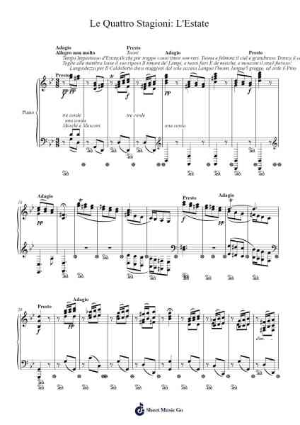 The Four Seasons - Summer in G Minor, RV. 315 Sheet Music by Antonio Vivaldi-Arr.Huxmons
