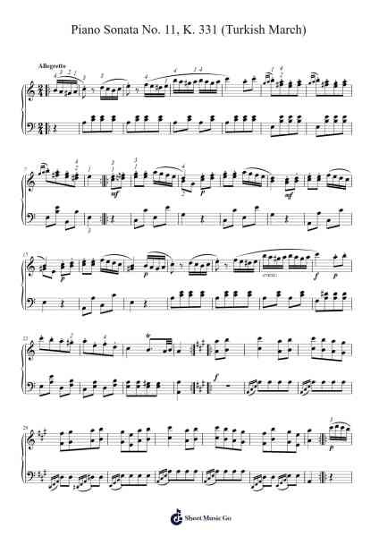 Piano Sonata No. 11 in A Major, K. 331: III. Rondo alla Turca (Turkish March) Sheet Music by Wolfgang Amadeus Mozart-Arr.Browneclaude Petmond