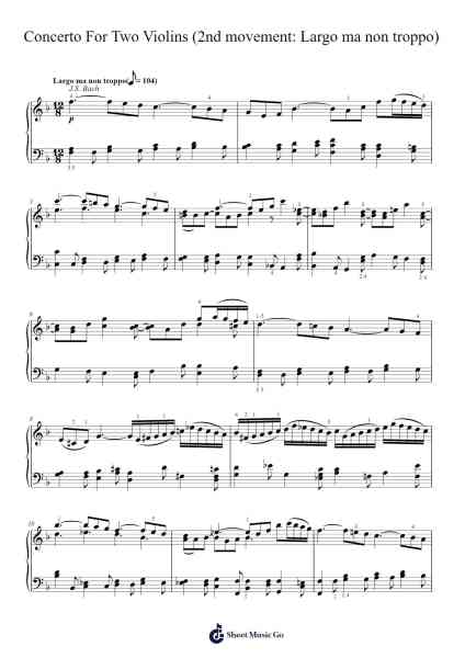 Concerto for Two Violins in D Minor, BWV 1043 Sheet Music by Johann Sebastian Bach-Arr.Stonelian Chantham