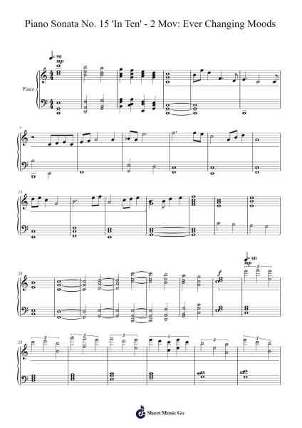 Piano Sonata No. 15 'In Ten' - 2 Mov: Ever Changing Moods Sheet Music by undefined-Arr.Kitthur