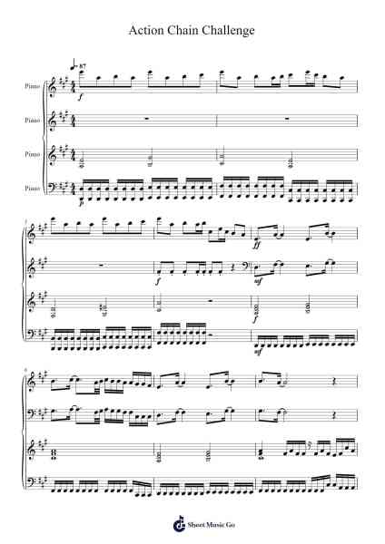 Action Chain Challenge Sheet Music by Tomoya Ohtani-Arr.Moisham Whcky