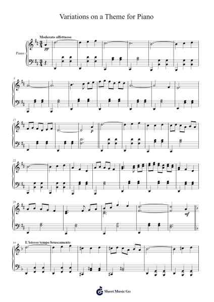 Variations on a Theme for Piano Sheet Music by Elizabeth Mathiesen-Arr.Prupert Cookegram