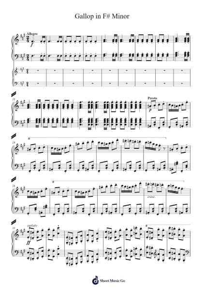 Gallop in F# Minor Sheet Music by Loudan Stephen Alexenov Stradinoff-Welkinstein-Arr.Keyjean Leighmuel