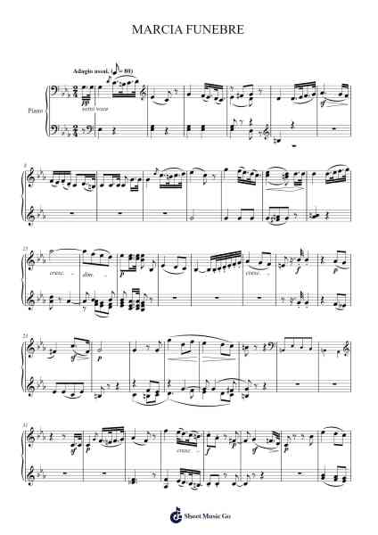 MARCIA FUNEBRE Sheet Music by Ludwig van Beethoven-Arr.Fitchnolds Hartewy