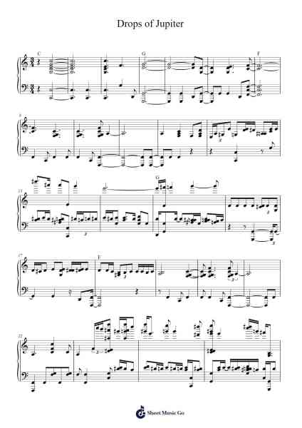 Drops of Jupiter Sheet Music by Train-Arr.Childray Cromrist