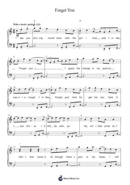 Forget You Sheet Music by Cee Lo Green-Arr.Surdred