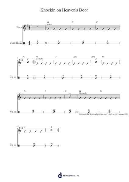 Knockin on Heaven's Door Sheet Music by Guns N' Roses-Arr.Brucefe Payjim