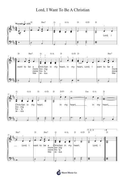 Lord, I Want To Be A Christian Sheet Music by Traditional Spiritual-Arr.Benga