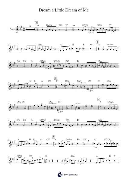 Dream a Little Dream of Me Sheet Music by The Mamas & The Papas-Arr.Xavis Rodgo