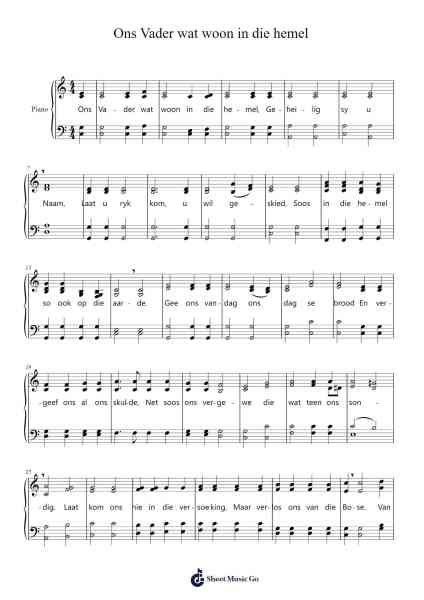 Ons Vader wat woon in die hemel Sheet Music by L.O. Emerson-Arr.Rhotab