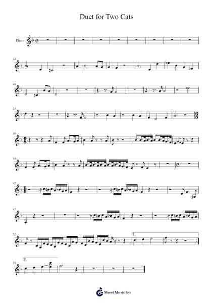 Duet for Two Cats Sheet Music by -Arr.Toutfey