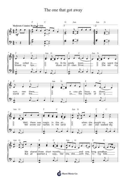The one that got away Sheet Music by Jake Owen-Arr.Bradfred Copsweet