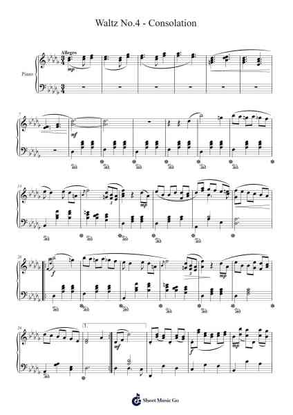Waltz No. 4 "Consolation" Sheet Music by Hilel Cohen-Arr.Gemfoe Conchey