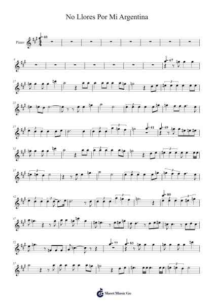 No Llores Por Mi Argentina Sheet Music by Andrea Bocelli-Arr.Lambharine Ryphens