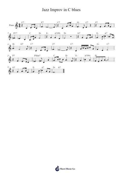 Jazz Improv in C blues Sheet Music by Zachary Z. Williams-Arr.Cyncer Raeh