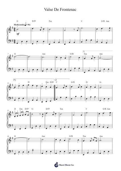 Valse De Frontenac Sheet Music by Chet Atkins-Arr.Bardtrid
