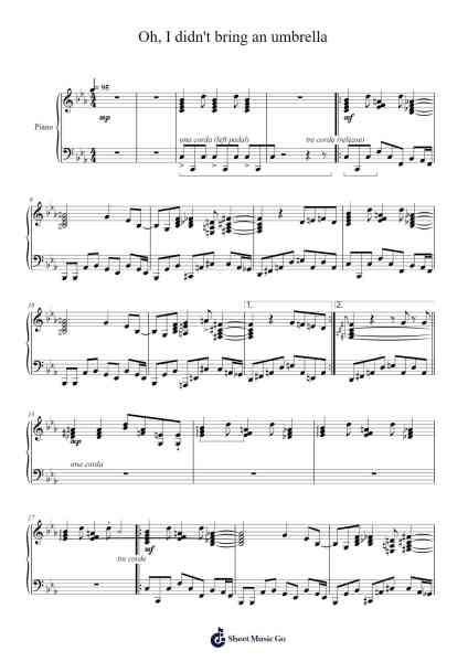 Oh, I didn't bring an umbrella Sheet Music by Tamsoo52-Arr.Hula