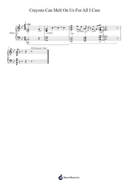 Crayons Can Melt on Us for All I Care Sheet Music by Relient K-Arr.Wyli