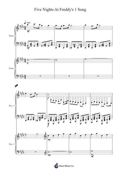 Five Nights At Freddy's 1 Song Sheet Music by The Living Tombstone-Arr.Loulup
