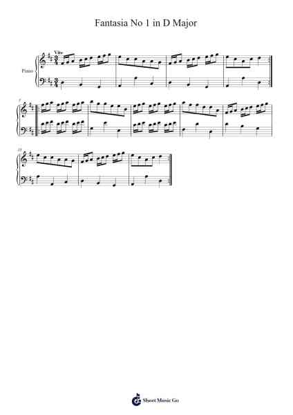 Fantasia No. 1 in D Major Sheet Music by Georg Philipp Telemann-Arr.Beckfey Earlnice