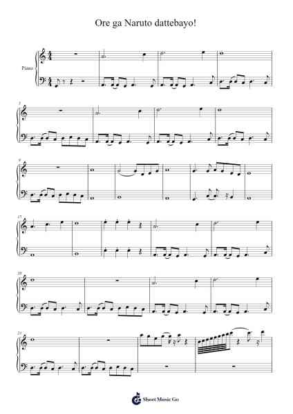 Ore ga Naruto dattebayo! Sheet Music by Toshio Masuda-Arr.Georpir Manback