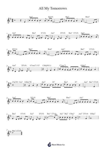 All My Tomorrows Sheet Music by Cahn/Van Heusen-Arr.Junechad
