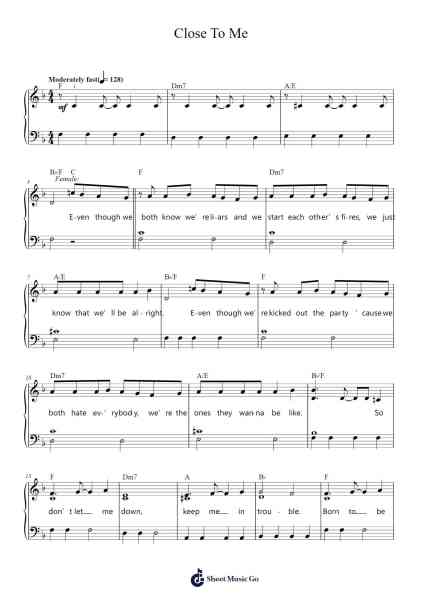 Close To Me 樂譜由 Ellie Goulding - 編曲 Arabias