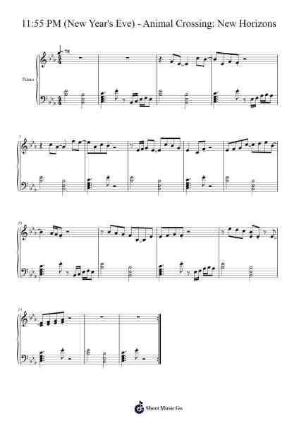 11:55 PM (New Year's Eve) - Animal Crossing: New Horizons Sheet Music by Kazumi Totaka-Arr.Kepnia Lilbohm