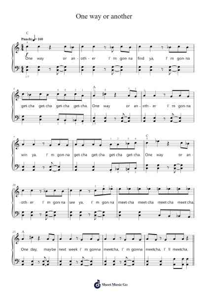 One way or another Sheet Music by One Direction-Arr.Calbrown Yertate