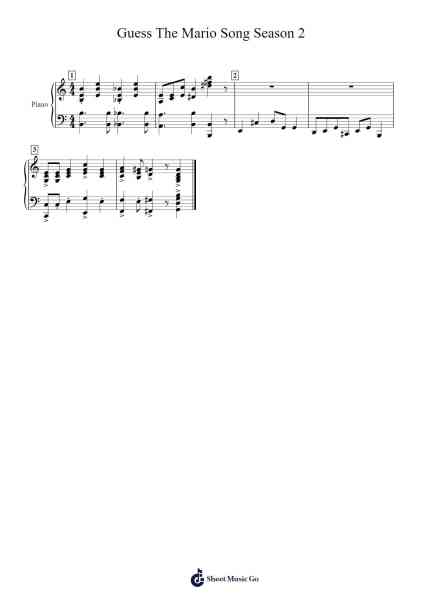 Guess The Mario Song Season 2 Sheet Music by Yedyy Cookjoyce-Arr.Virlouis