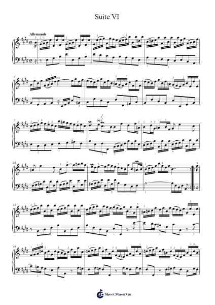 Suite VI Sheet Music by Johann Sebastian Bach-Arr.Jorrell