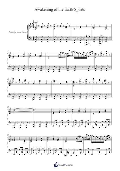 Awakening of the Earth Spirits Sheet Music by ZUN-Arr.Walmeo