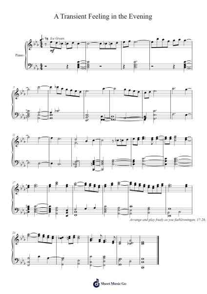 A Transient Feeling in the Evening Sheet Music by yoheikatowwc-Arr.Alickbush