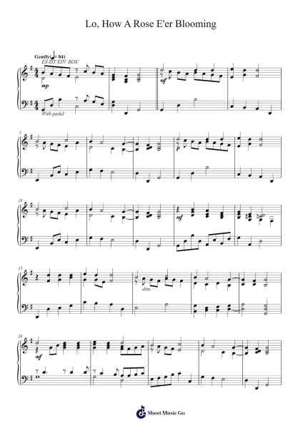 Lo, How A Rose E'er Blooming Sheet Music by Michael Praetorius-Arr.Davehan