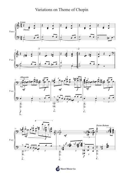 Variations on Theme of Chopin Sheet Music by Michael Kulbacki-Arr.Joyphrey