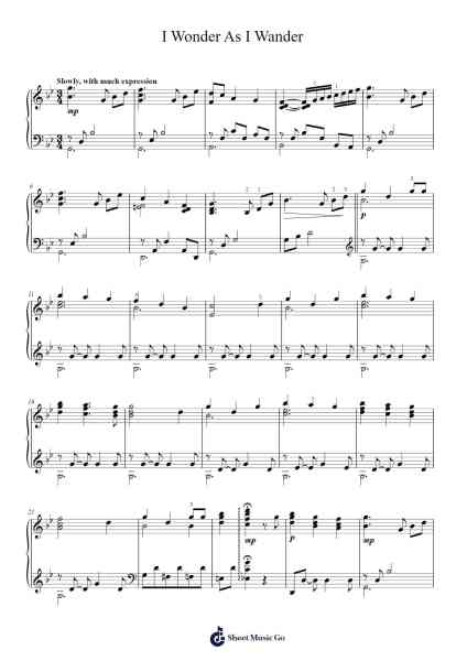 I Wonder As I Wander Sheet Music by John Jacob Niles-Arr.Popthus