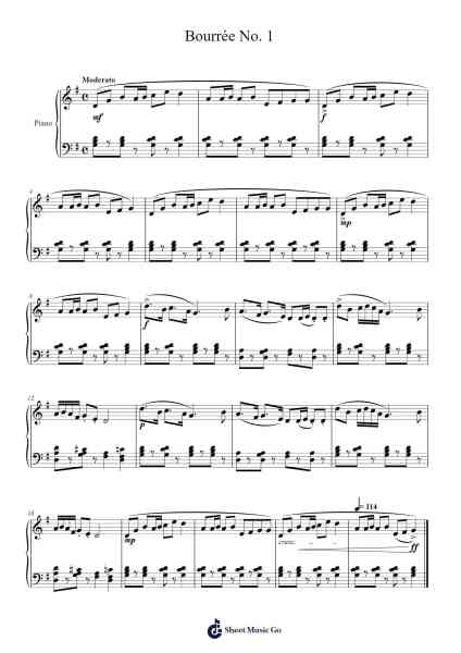Bourrée No. 1 樂譜由 Frédéric Chopin - 編曲 Mervan