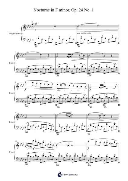 Nocturne in F Minor, Op. 24 No. 1 Sheet Music by F. Dobrzynski-Arr.Hunfrances Dunnfay