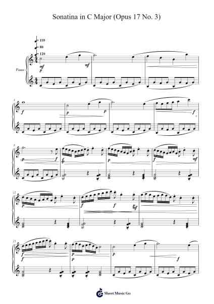 Sonatina in C Major, Op. 17 No. 3 Sheet Music by Tyler Andrew-Arr.Ivessid